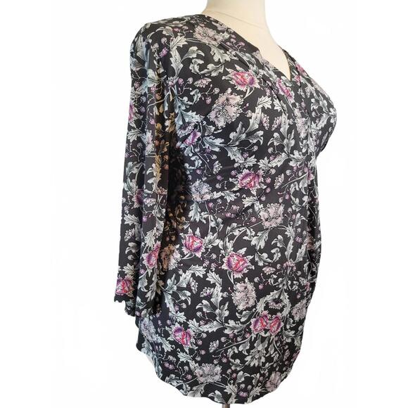 Lane Bryant Classic Split-Neck Floral Peasant Tunic Plus 34/36 - Picture 3 of 8